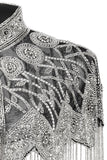 Sparkly Black Golden Fringed Beaded 1920s Cape