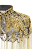 Sparkly Black Golden Beaded Fringed 1920s Cape