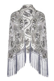 Sparkly Apricot Beaded Fringed 1920s Cape with Sequins