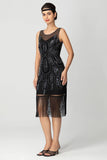 Sparkly Black Fringed Bodycon Beaded Short 1920s Dress with Sequins