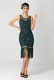Sparkly Black Fringed Bodycon Beaded Short 1920s Dress with Sequins