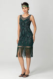 Sparkly Black Fringed Bodycon Beaded Short 1920s Dress with Sequins