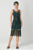 Sparkly Black Fringed Bodycon Beaded Short 1920s Dress with Sequins