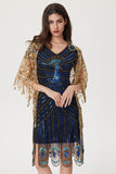 Sparkly Black Blue Bodycon Beaded Short 1920s Dress with Sequins
