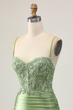 Bodycon Sequins Ruched Sage Green Short Homecoming Dress