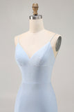 Blue Beaded Spaghetti Straps Bodycon Short Homecoming Dress