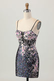 Sparkly White Floral Sequins Short Homecoming Dress