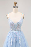 Sparkly Blue A-line Tulle Sequins Short Homecoming Dress with Lace Up Back