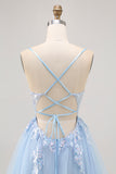 Sparkly Blue A-line Tulle Sequins Short Homecoming Dress with Lace Up Back