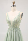 Green A-line Tulle Backless Beaded Short Homecoming Dress with Sequins