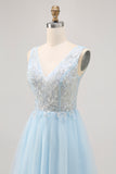Sparkly Blue A-line Tulle Short Homecoming Dress with Sequins