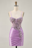 Sparkly Grey Green Bodycon Strapless Short Homecoming Dress with Lace Up Back