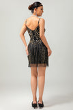 Black Golden Sequin Bodycon Short 1920s Dress