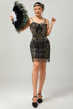 Black Golden Sequin Bodycon Short 1920s Dress