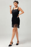 Black Sequin Gatsby Bodycon Short 1920s Dress with Fringes