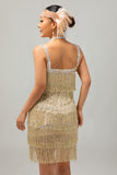 Black Sequin Gatsby Bodycon Short 1920s Dress with Fringes
