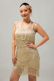 Black Sequin Gatsby Bodycon Short 1920s Dress with Fringes