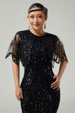 1902s Black Sequin Beaded Women Cape