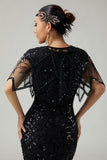 1902s Black Sequin Beaded Women Cape