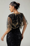 Beaded Black Sequin 1920s Women Cape