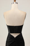 Black Corset Bodycon Cut Out Beaded Homecoming Dress