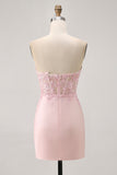 Appliqued Corset Blush Bodycon Homecoming Dress