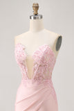 Appliqued Corset Blush Bodycon Homecoming Dress