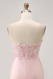 Appliqued Corset Blush Bodycon Homecoming Dress