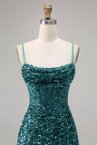 Corset Grey Blue Bodycon Sequins Homecoming Dress with Slit