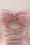 Glitter Blush Cut Out Ruched Tight Homecoming Dress