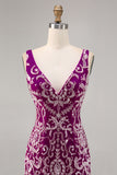 Sparkly Fuchsia Beaded Bodycon Homecoming Dress