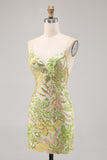 Sparkly Green Sequins Backless Bodycon Homecoming Dress