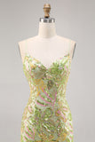 Sparkly Green Sequins Backless Bodycon Homecoming Dress