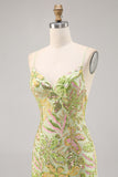 Sparkly Green Sequins Backless Bodycon Homecoming Dress
