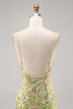 Sparkly Green Sequins Backless Bodycon Homecoming Dress