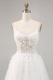 White Tulle A-Line Short Homecoming Dress with Appliques