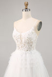 White Tulle A-Line Short Homecoming Dress with Appliques