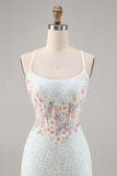 Sparkly White Bodycon Corset Homecoming Dress with Appliques