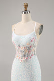 Sparkly White Bodycon Corset Homecoming Dress with Appliques