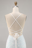 Sparkly White Bodycon Corset Homecoming Dress with Appliques