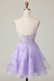 Sparkly Purple A Line Tulle Homecoming Dress with Appliques