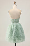 Sage Green A-Line Corset Homecoming Dress with Appliques