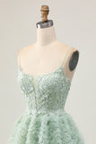 Sage Green A-Line Corset Homecoming Dress with Appliques