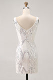 Sparkly White Bodycon Sequins Short Homecoming Dress
