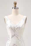 Sparkly White Bodycon Sequins Short Homecoming Dress