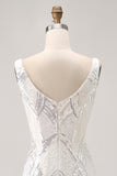 Sparkly White Bodycon Sequins Short Homecoming Dress
