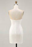 Floral Strapless Sequins Bodycon White Homecoming Dress
