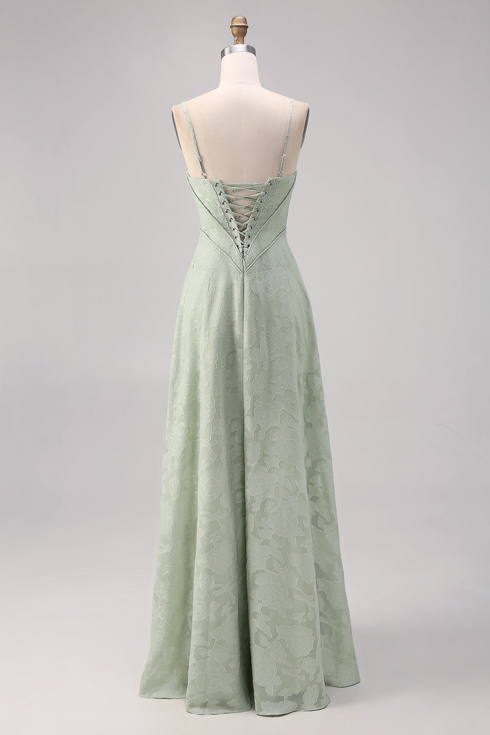 Zapaka Women Sage Green Lace Bridesmaid Dress Corset A Line Spaghetti Straps Lace Up Back Long Wedding Guest Dress, Sage / US14 Zapaka Women Sage Green Lace Bridesmaid Dress Corset A Line Spaghetti Straps Lace Up Back Long Wedding Guest Dress, Sage / US14