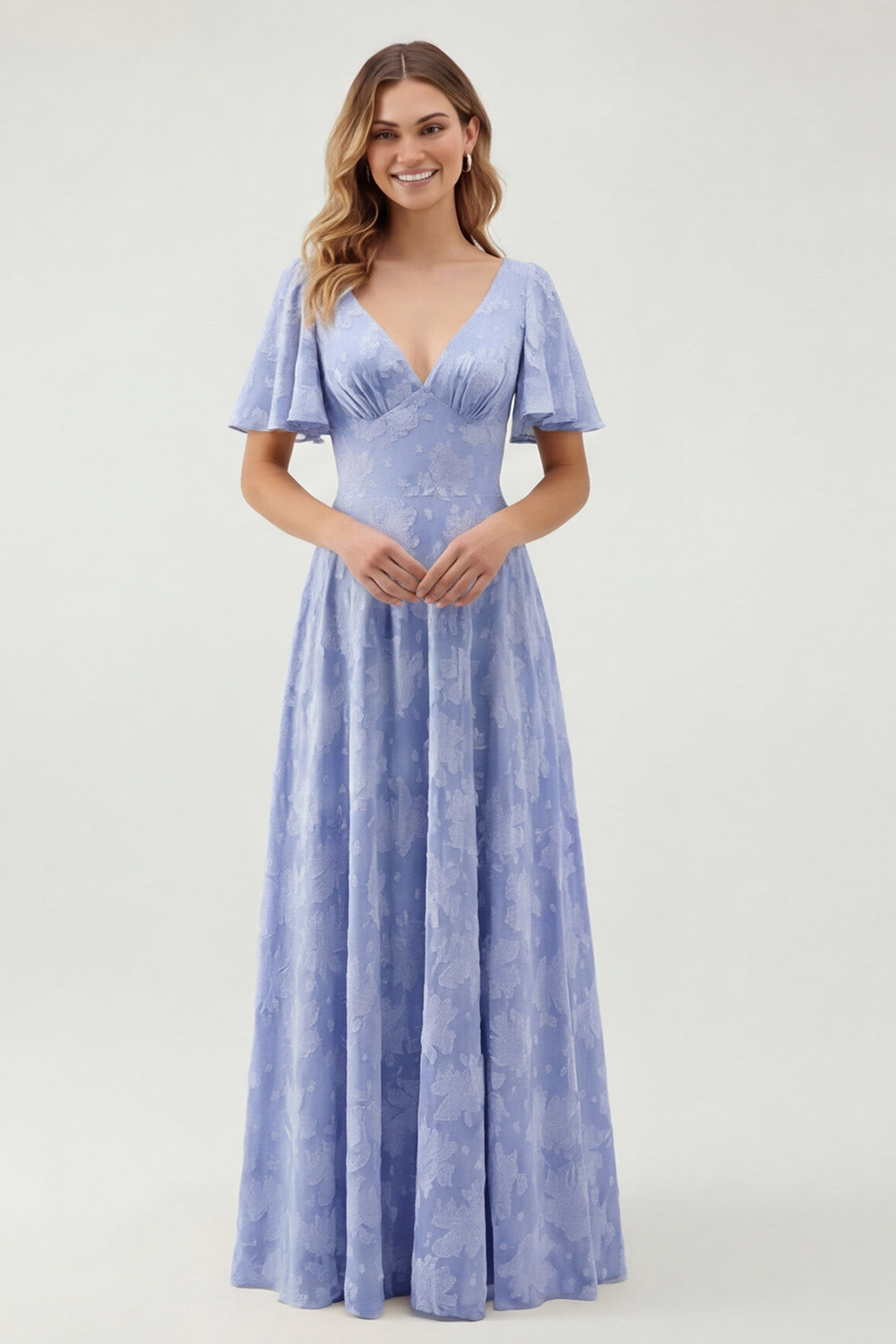 Zapaka Women Green Floral Bridesmaid Dress A Line V-Neck Short Sleeve Long Wedding Guest Dress ZAPAKA Zapaka Women Green Floral Bridesmaid Dress A Line V-Neck Short Sleeve Long Wedding Guest Dress ZAPAKA