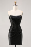 Corset Strapless Bodycon Lace Black Homecoming Dress